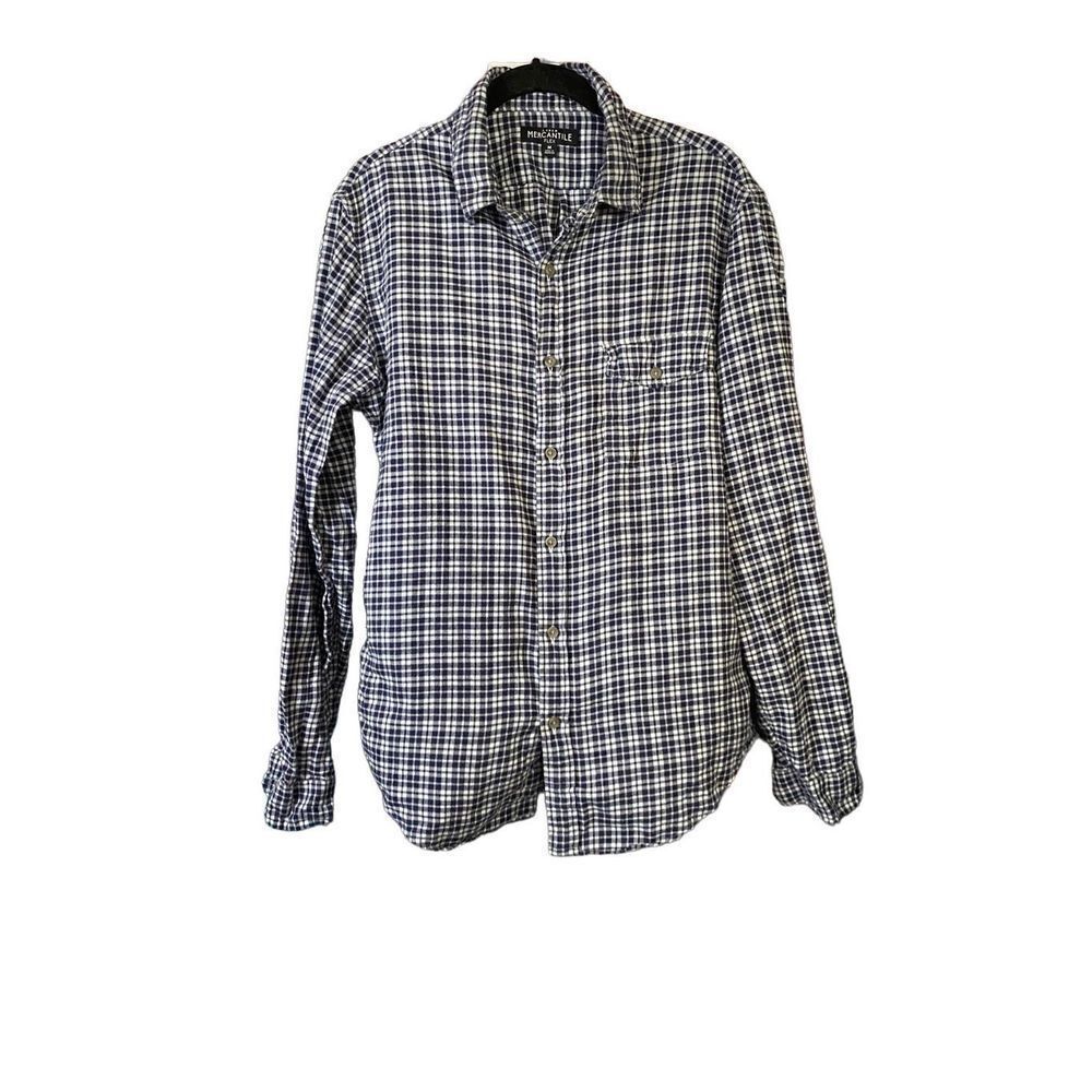 J.Crew Mercantile flex men’s blue and white plaid checkered flannel size med